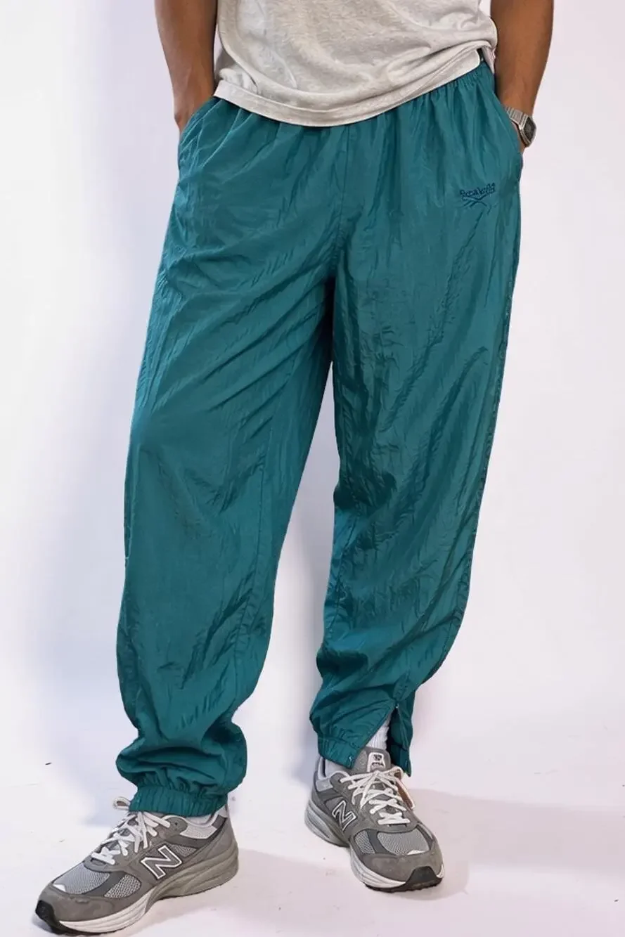 Vintage Reebok Teal Ankle Zip Windbreaker Track Pants Men's Large